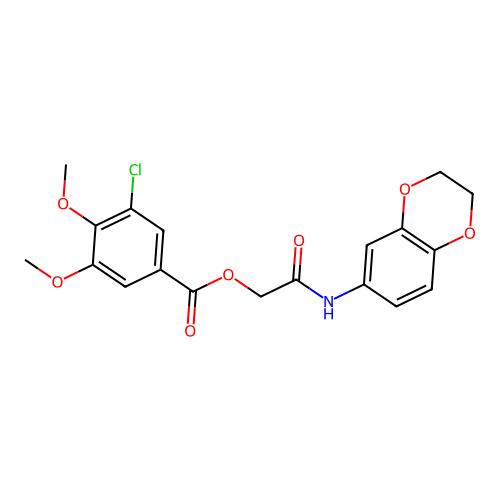 2-((2,3-Dihydrobenzo[b][1,4]dioxin-6-yl)amino)-2-oxoethyl 3-chloro-4,5-dimethoxybenzoate structure