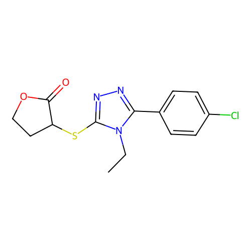 3-[[5-(4-Chlorophenyl)-4-ethyl-1,2,4-triazol-3-yl]sulfanyl]oxolan-2-one structure