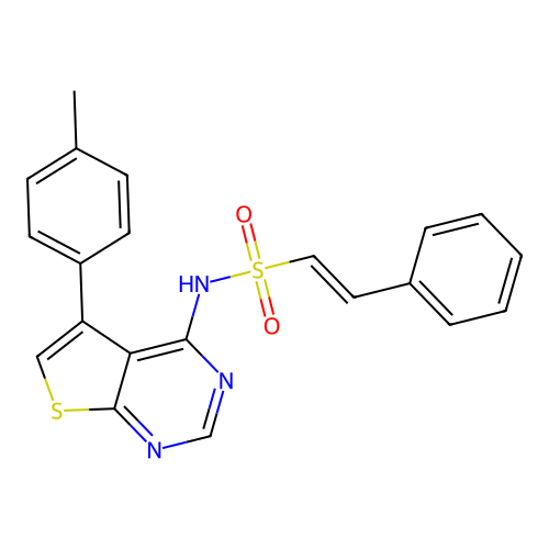 N-[5-(4-methylphenyl)thieno[2,3-d]pyrimidin-4-yl]-2-phenylethene-1-sulfonamide structure