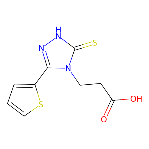 3-[3-sulfanyl-5-(thiophen-2-yl)-4H-1,2,4-triazol-4-yl]propanoic acid structure