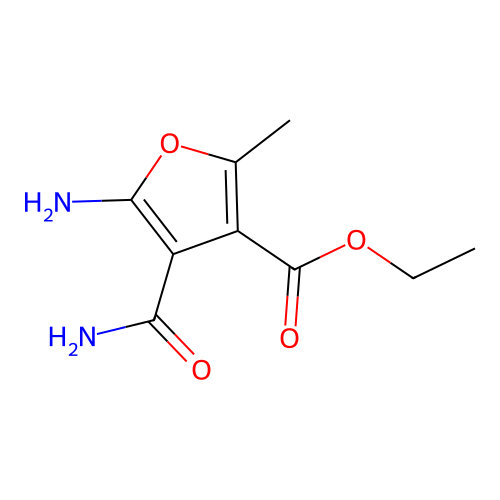 Ethyl 5-amino-4-carbamoyl-2-methylfuran-3-carboxylate structure