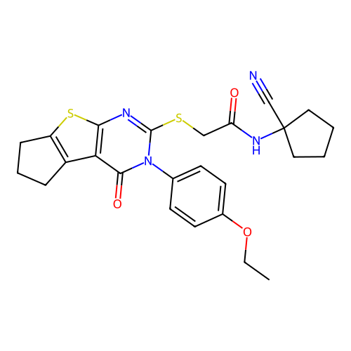 N-(1-Cyanocyclopentyl)-2-[[11-(4-ethoxyphenyl)-12-oxo-7-thia-9,11-diazatricyclo[6.4.0.02,6]dodeca-1(8),2(6),9-trien-10-yl]sulfanyl]acetamide structure