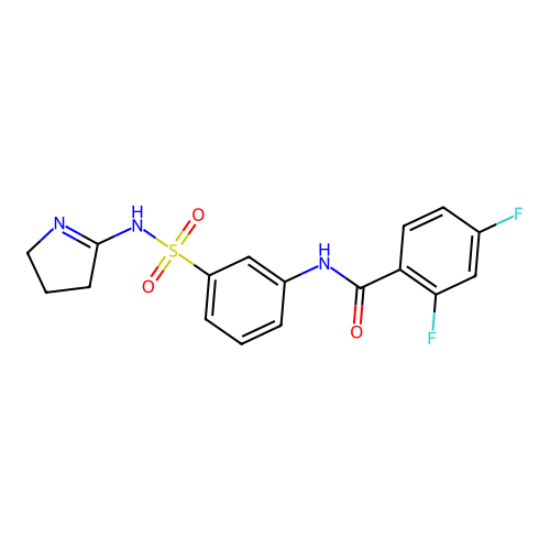 N-[3-(3,4-dihydro-2H-pyrrol-5-ylsulfamoyl)phenyl]-2,4-difluorobenzamide structure