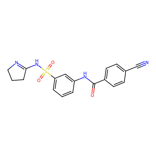 4-cyano-N-[3-(3,4-dihydro-2H-pyrrol-5-ylsulfamoyl)phenyl]benzamide structure