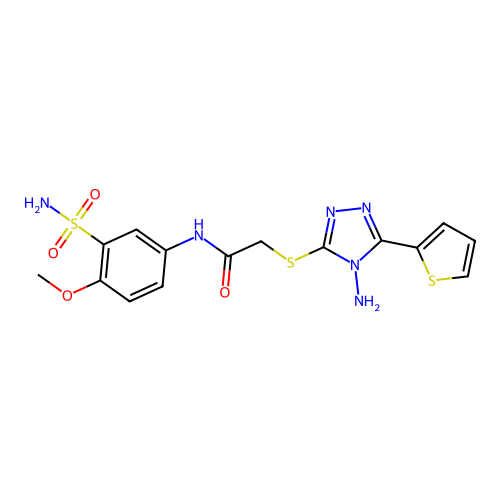 2-[(4-amino-5-thiophen-2-yl-1,2,4-triazol-3-yl)sulfanyl]-N-(4-methoxy-3-sulfamoylphenyl)acetamide structure