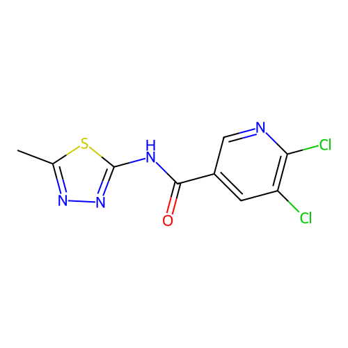 5,6-dichloro-N-(5-methyl-1,3,4-thiadiazol-2-yl)pyridine-3-carboxamide structure