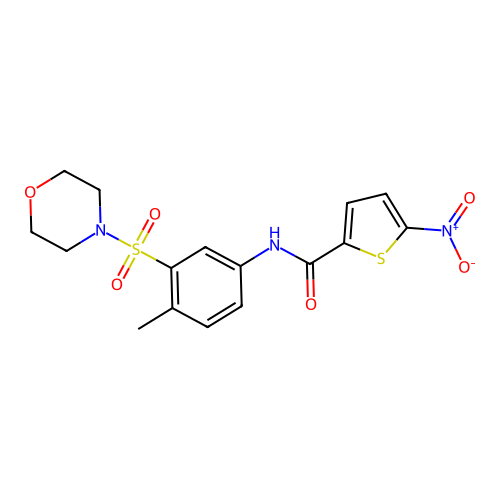 N-(4-methyl-3-morpholin-4-ylsulfonylphenyl)-5-nitrothiophene-2-carboxamide structure