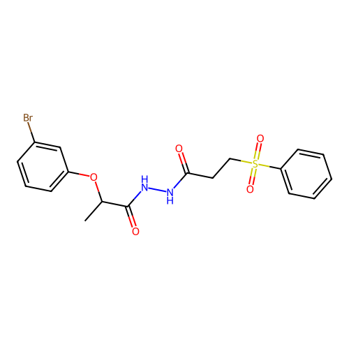 N'-[3-(benzenesulfonyl)propanoyl]-2-(3-bromophenoxy)propanehydrazide structure