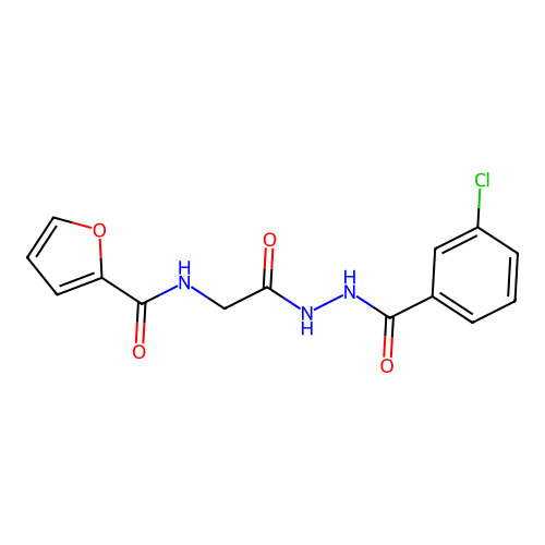 N-[2-[2-(3-chlorobenzoyl)hydrazinyl]-2-oxoethyl]furan-2-carboxamide structure