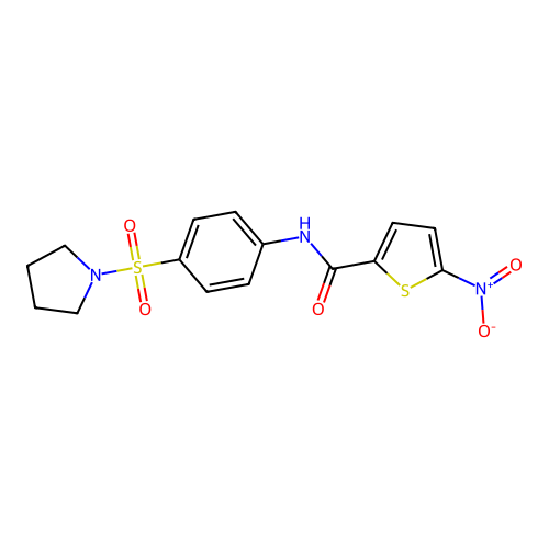 5-nitro-N-[4-(pyrrolidine-1-sulfonyl)phenyl]thiophene-2-carboxamide structure