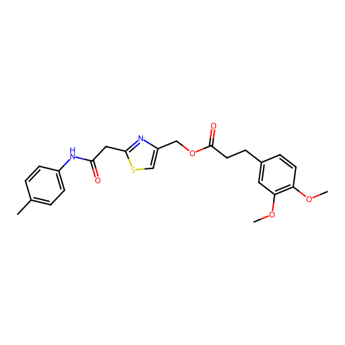 [2-[2-(4-methylanilino)-2-oxoethyl]-1,3-thiazol-4-yl]methyl 3-(3,4-dimethoxyphenyl)propanoate structure