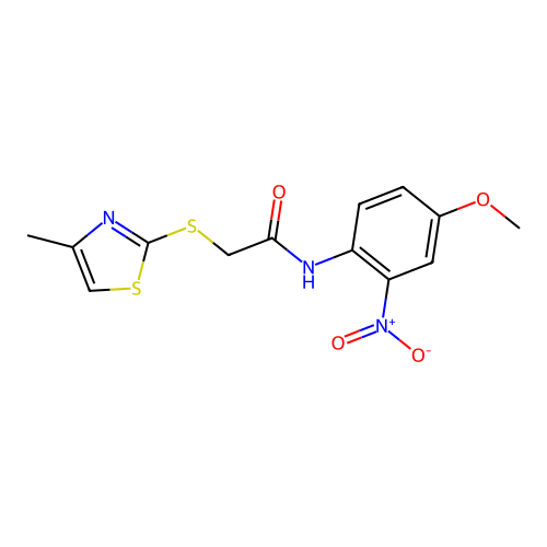 N-(4-methoxy-2-nitrophenyl)-2-[(4-methyl-1,3-thiazol-2-yl)sulfanyl]acetamide structure