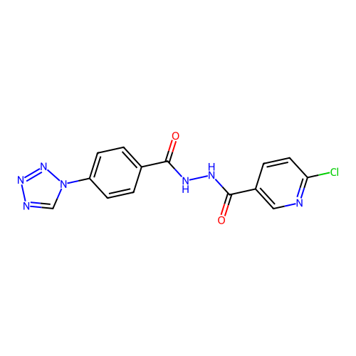 N'-(6-chloropyridine-3-carbonyl)-4-(1H-1,2,3,4-tetrazol-1-yl)benzohydrazide structure