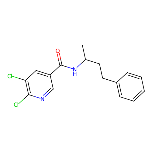 5,6-dichloro-N-(4-phenylbutan-2-yl)pyridine-3-carboxamide structure