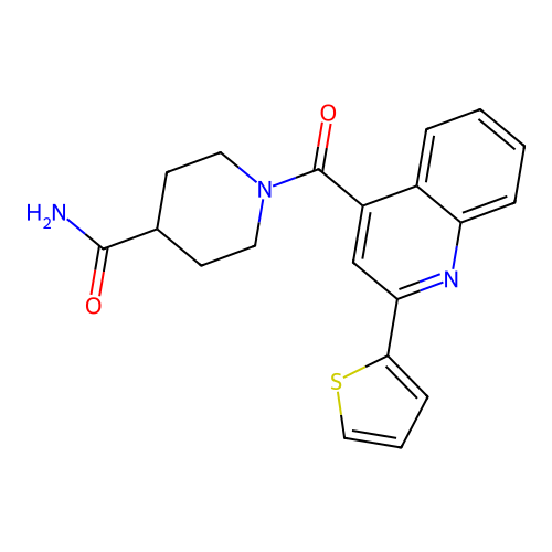 1-{[2-(2-Thienyl)-4-quinolyl]carbonyl}-4-piperidinecarboxamide structure