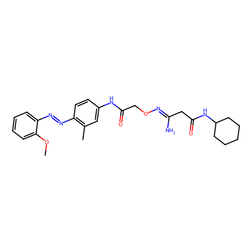 3-amino-N-cyclohexyl-3-[2-[4-[(2-methoxyphenyl)diazenyl]-3-methylanilino]-2-oxoethoxy]iminopropanamide structure