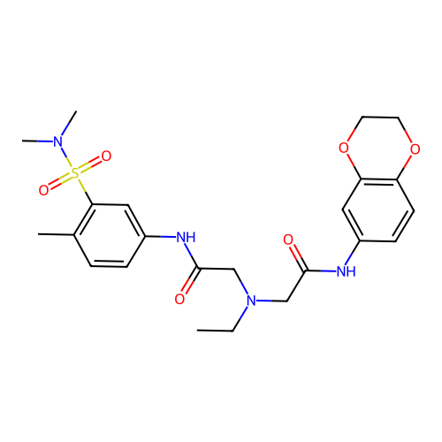 N-(2,3-dihydro-1,4-benzodioxin-6-yl)-2-[[2-[3-(dimethylsulfamoyl)-4-methylanilino]-2-oxoethyl]-ethylamino]acetamide structure