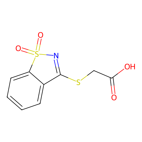 2-((1,1-Dioxo-1,2-benzothiazol-3-yl)sulfanyl)acetic acid structure