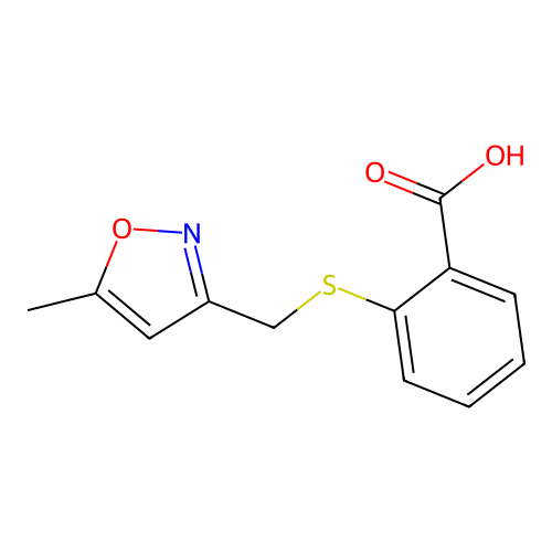 2-{[(5-Methyl-1,2-oxazol-3-yl)methyl]sulfanyl}benzoic acid structure