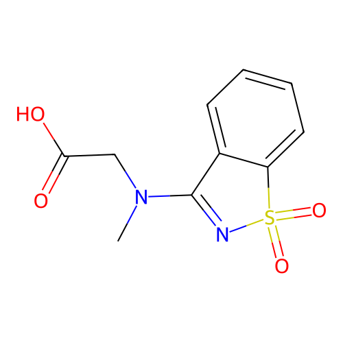 2-((1,1-Dioxo-1,2-benzothiazol-3-yl)(methyl)amino)acetic acid structure