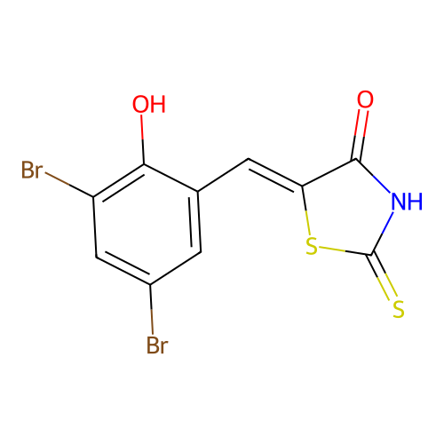 (Z)-5-(3,5-dibromo-2-hydroxybenzylidene)-2-thioxothiazolidin-4-one structure