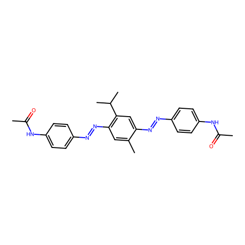 N,N'-{[2-Methyl-5-(2-propanyl)benzene-1,4-diyl]bis(2,1-diazenediylbenzene-4,1-diyl)}diacetamide structure