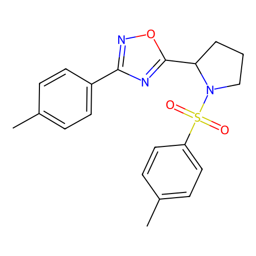 3-(p-tolyl)-5-(1-tosylpyrrolidin-2-yl)-1,2,4-oxadiazole structure