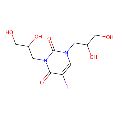 1,3-Bis(2,3-dihydroxypropyl)-5-iodopyrimidine-2,4-dione structure