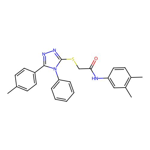 N-(3,4-dimethylphenyl)-2-[[5-(4-methylphenyl)-4-phenyl-1,2,4-triazol-3-yl]sulfanyl]acetamide structure