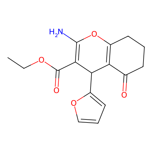ethyl 2-amino-4-(furan-2-yl)-5-oxo-5,6,7,8-tetrahydro-4H-chromene-3-carboxylate structure