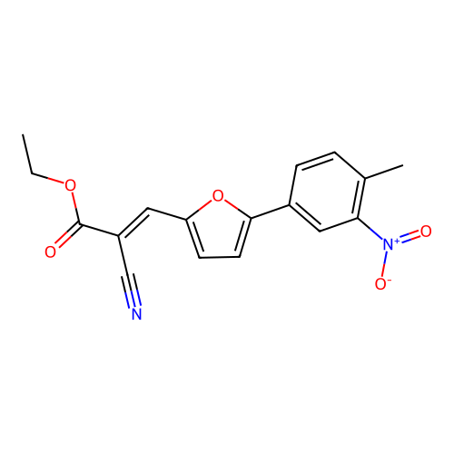 ethyl (2E)-2-cyano-3-[5-(4-methyl-3-nitrophenyl)furan-2-yl]prop-2-enoate structure