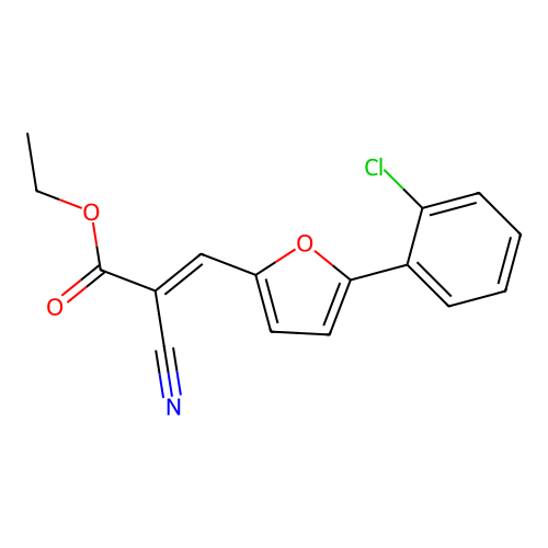 Ethyl 3-(5-(2-chlorophenyl)-2-furyl)-2-cyanoacrylate structure