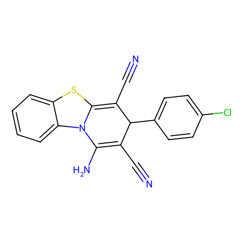 1-amino-3-(4-chlorophenyl)-3H-pyrido[2,1-b][1,3]benzothiazole-2,4-dicarbonitrile structure