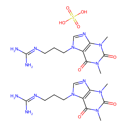 theophylline, 7-(3-guanidinopropyl)-, hemisulfate (salt) structure