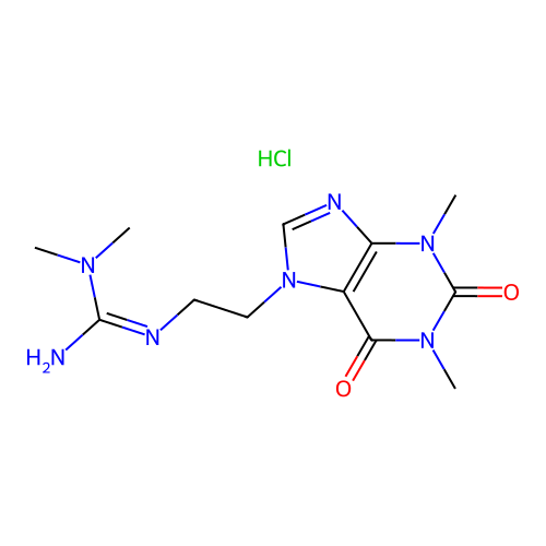 Theophylline, 7-(2-(3,3-dimethylguanidino)ethyl)-, monohydrochloride structure