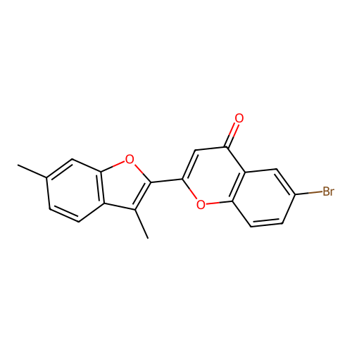 6-bromo-2-(3,6-dimethylbenzofuran-2-yl)-4H-chromen-4-one structure