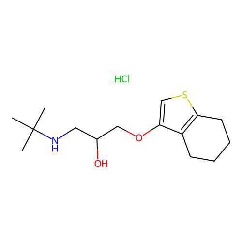 1-((1,1-Dimethylethyl)amino)-3-((4,5,6,7-tetrahydrobenzo(b)thien-3-yl)oxy)-2-propanol HCl structure