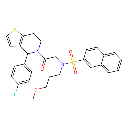 N-[2-[4-(4-Fluorophenyl)-6,7-dihydrothieno[3,2-c]pyridin-5(4H)-yl]-2-oxoethyl]-N-(3-methoxypropyl)-2-naphthalenesulfonamide structure