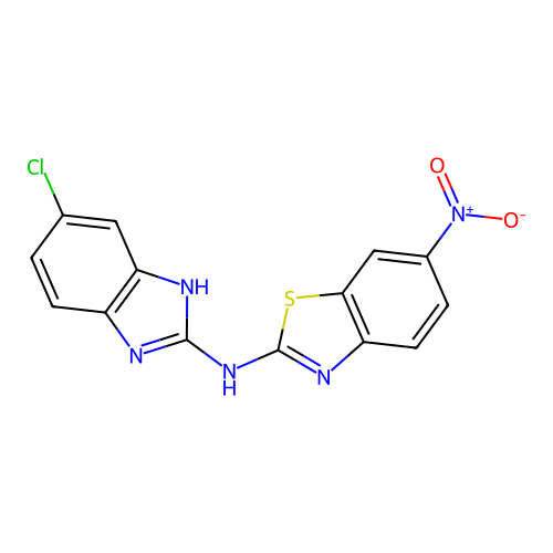 N-(6-chloro-1H-benzimidazol-2-yl)-6-nitro-1,3-benzothiazol-2-amine structure