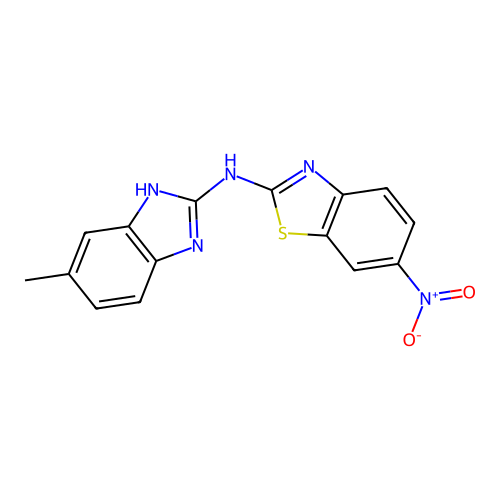 N-(6-methyl-1H-benzimidazol-2-yl)-6-nitro-1,3-benzothiazol-2-amine structure