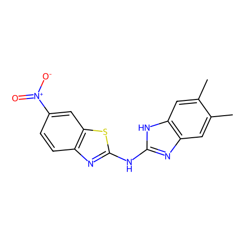 N-(5,6-dimethyl-1H-benzimidazol-2-yl)-6-nitro-1,3-benzothiazol-2-amine structure