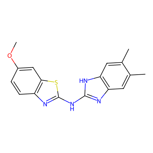 N-(5,6-dimethyl-1H-benzimidazol-2-yl)-6-methoxy-1,3-benzothiazol-2-amine structure