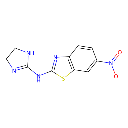 N-(4,5-dihydro-1H-imidazol-2-yl)-6-nitro-1,3-benzothiazol-2-amine structure