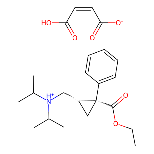 Cyclopropanecarboxylic acid, 2-((bis(1-methylethyl)amino)methyl)-1-phenyl-, ethyl ester, (Z)-, maleate structure
