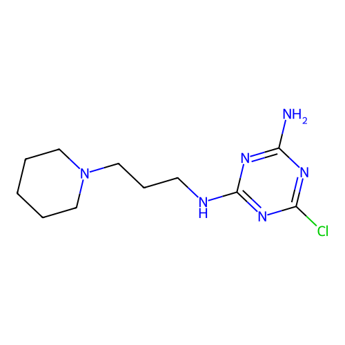6-chloro-2-N-(3-piperidin-1-ylpropyl)-1,3,5-triazine-2,4-diamine structure