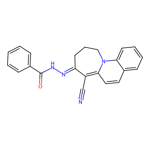 Benzoic acid, 2-(7-cyano-10,11-dihydroazepino[1,2-a]quinolin-8(9H)-ylidene)hydrazide structure