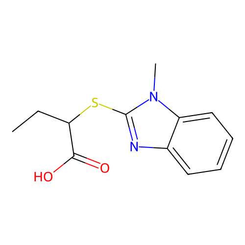 2-[(1-Methyl-1H-benzimidazol-2-yl)thio]-butanoic acid structure