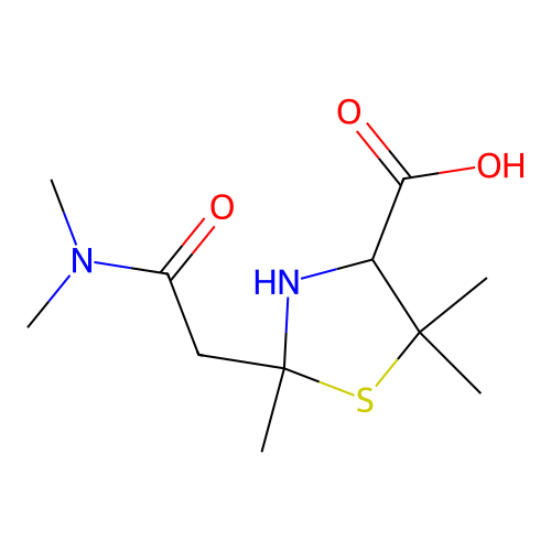 4-Thiazolidinecarboxylic acid, 2-(2-(dimethylamino)-2-oxoethyl)-2,5,5-trimethyl- structure