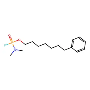 Phosphonofluoridic acid, dimethyl-, 7-phenylheptyl ester structure