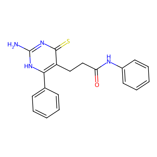3-(2-amino-6-phenyl-4-sulfanylidene-1H-pyrimidin-5-yl)-N-phenylpropanamide structure